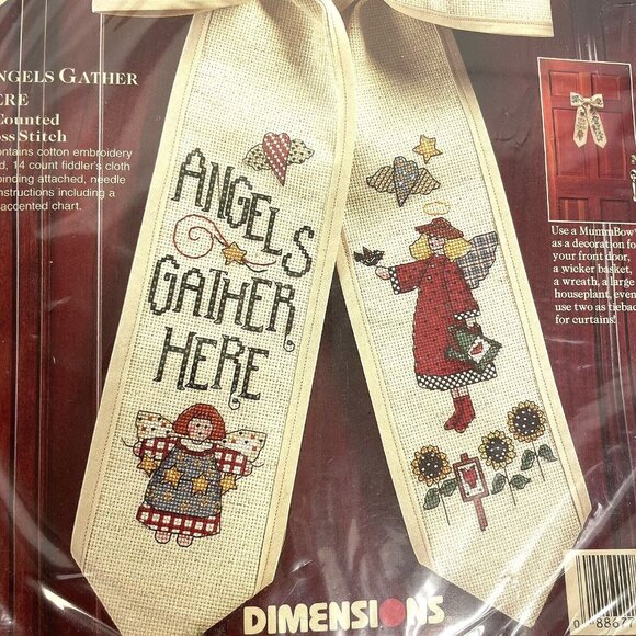 Dimensions Front Door Bow 17" Cross Stitch Kit #72292 Debbie Mumm Bows - Picture 2 of 10